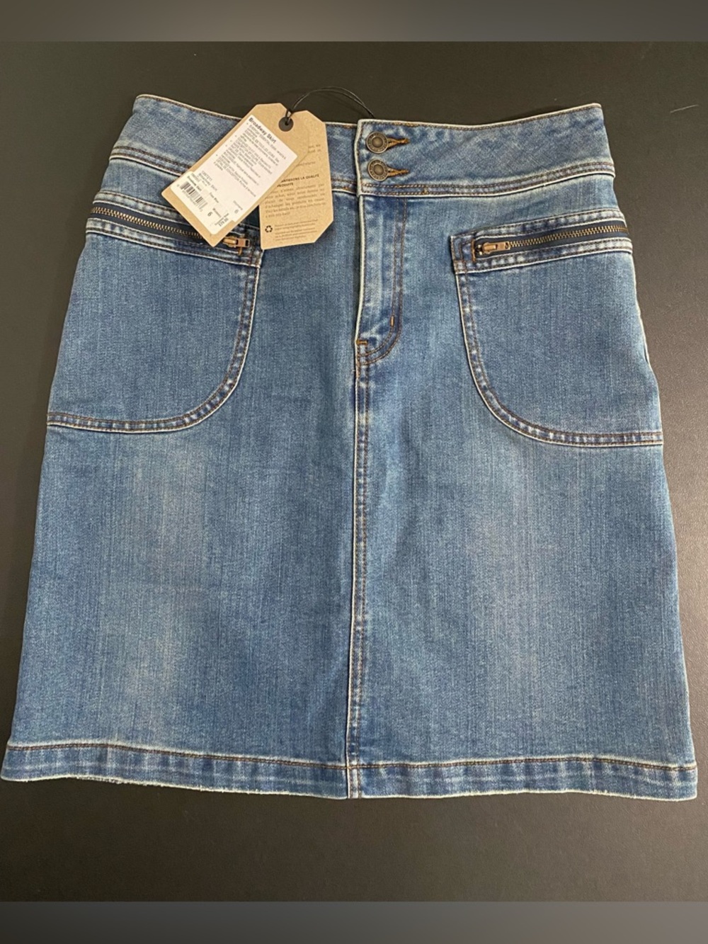 Prana New Organic Cotton Stretch Denim Cargo Mini Skirt Size 6 Medium Blue - Picture 2 of 11